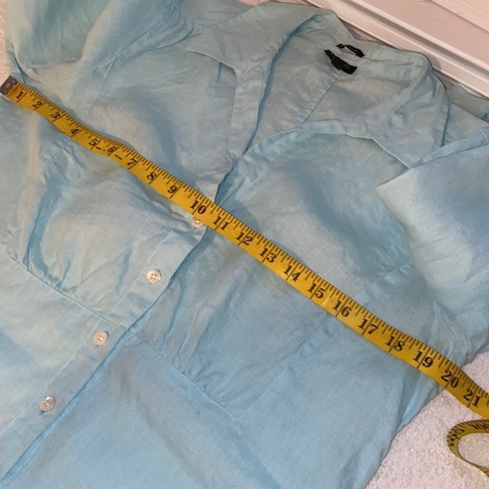 Talbots blouse button down pure Irish linen 3/4” sleeves ladies cut Size 14 - Picture 5 of 8